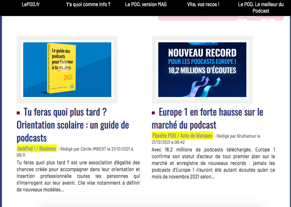 Le média des podcasts lePOD.fr met en lumière le guide 2022.